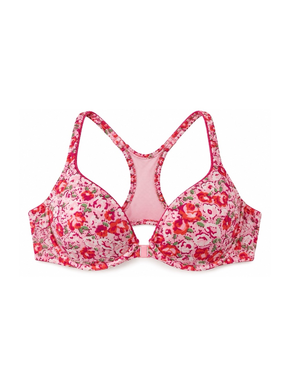 Y2K Victoria’s Secret Floral Racerback Demi Bra 34D Front Closure Pink